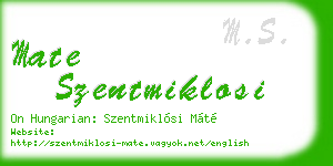 mate szentmiklosi business card